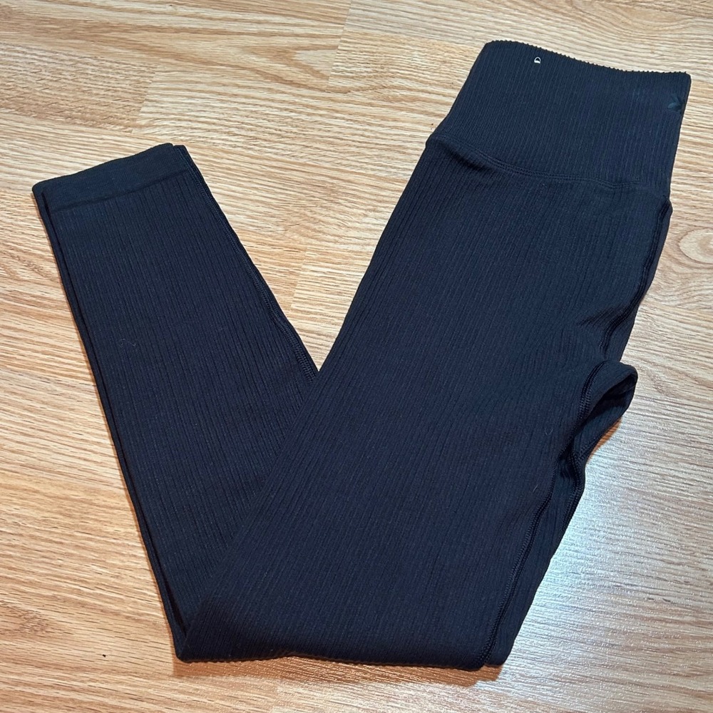 All In Motion Womens Ribbed Seamless High Rise Leggings Black Size M Activewear